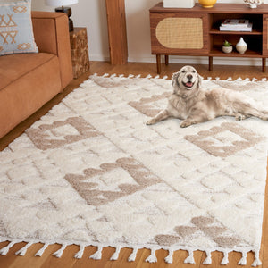 Safavieh Moroccan Tassel Shag 688 Power Loomed Shag & Flokati Rug Ivory / Beige 9' x 12'