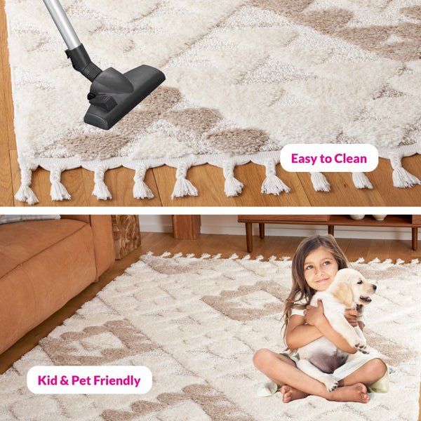 Safavieh Moroccan Tassel Shag Rug - Elegant Bohemian Design For Cozy Home Decor - Turkish Quality Craftsmanship Ivory ,Beige 65% Polypropylene,35% Jute + Poly,Cotton Mts688b-212