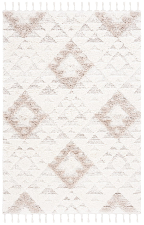 Safavieh Moroccan Tassel Shag 688 Power Loomed Shag & Flokati Rug Ivory / Beige 5'-3" x 7'-6"
