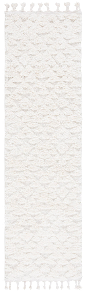 Safavieh Moroccan Area Rug - Luxurious Plush Shag Design With Geometric Pattern For Elegant Home Decor Ivory 65% Polypropylene,35% Jute + Poly,Cotton Mts688c-5r