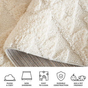 Safavieh Moroccan Area Rug - Luxurious Plush Shag Design With Geometric Pattern For Elegant Home Decor Ivory 65% Polypropylene,35% Jute + Poly,Cotton Mts688c-5r