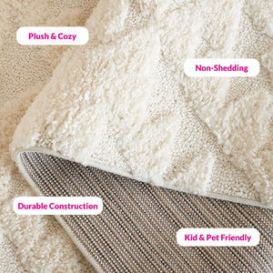 Safavieh Moroccan Area Rug - Luxurious Plush Shag Design With Geometric Pattern For Elegant Home Decor Ivory 65% Polypropylene,35% Jute + Poly,Cotton Mts688c-5r