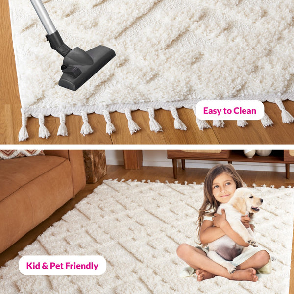 Safavieh Moroccan Tassel Shag Rug - Elegant Bohemian Design For Cozy Home Decor - Turkish Quality Craftsmanship Ivory 65% Polypropylene,35% Jute + Poly,Cotton Mts688c-210