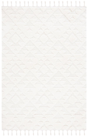 Safavieh Moroccan Area Rug - Luxurious Plush Shag Design With Geometric Pattern For Elegant Home Decor Ivory 65% Polypropylene,35% Jute + Poly,Cotton Mts688c-5r