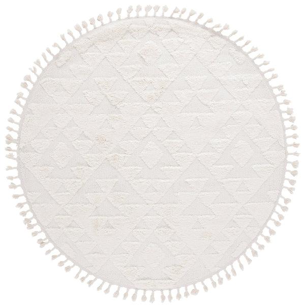 Safavieh Moroccan Area Rug - Luxurious Plush Shag Design With Geometric Pattern For Elegant Home Decor Ivory 65% Polypropylene,35% Jute + Poly,Cotton Mts688c-5r