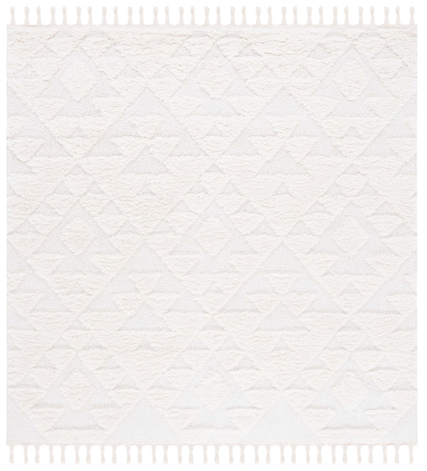 Safavieh Moroccan Area Rug - Luxurious Plush Shag Design With Geometric Pattern For Elegant Home Decor Ivory 65% Polypropylene,35% Jute + Poly,Cotton Mts688c-5r