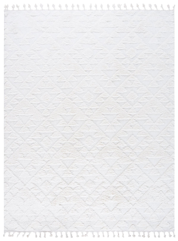 Safavieh Moroccan Area Rug - Luxurious Plush Shag Design With Geometric Pattern For Elegant Home Decor Ivory 65% Polypropylene,35% Jute + Poly,Cotton Mts688c-5r