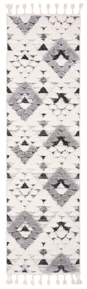 Safavieh Moroccan Area Rug - Luxurious Plush Shag Design With Geometric Pattern For Elegant Home Decor Ivory ,Grey 65% Polypropylene,35% Jute + Poly,Cotton Mts688f-12r