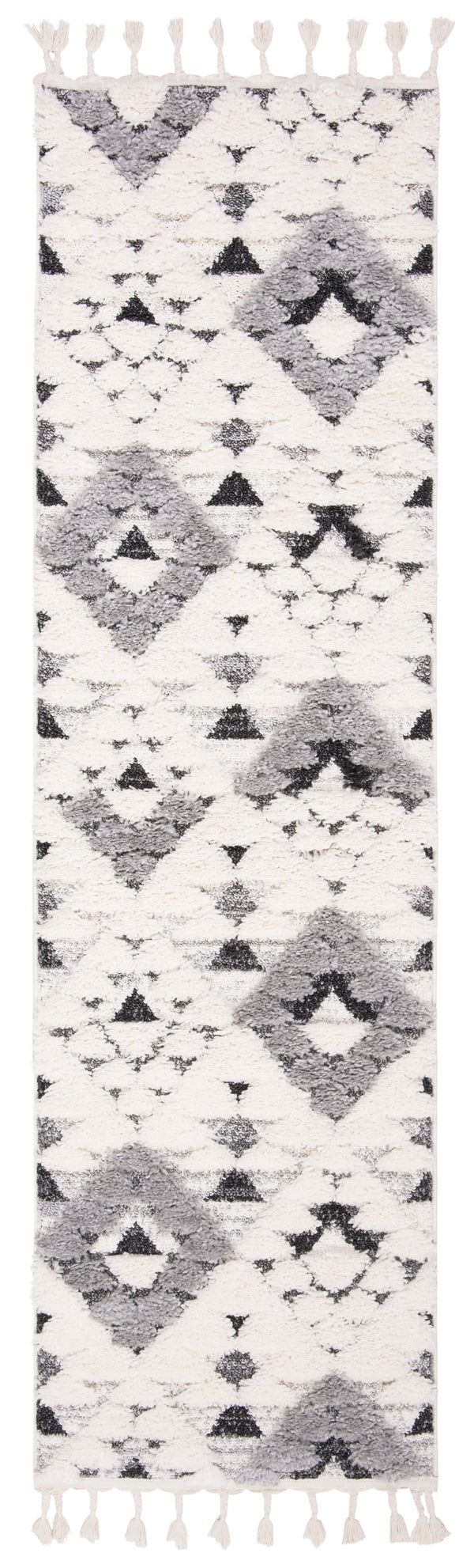 Safavieh Moroccan Area Rug - Luxurious Plush Shag Design With Geometric Pattern For Elegant Home Decor Ivory ,Grey 65% Polypropylene,35% Jute + Poly,Cotton Mts688f-12r