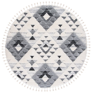 Safavieh Moroccan Area Rug - Luxurious Plush Shag Design With Geometric Pattern For Elegant Home Decor Ivory ,Grey 65% Polypropylene,35% Jute + Poly,Cotton Mts688f-12r