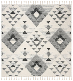 Safavieh Moroccan Area Rug - Luxurious Plush Shag Design With Geometric Pattern For Elegant Home Decor Ivory ,Grey 65% Polypropylene,35% Jute + Poly,Cotton Mts688f-12r