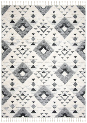 Safavieh Moroccan Area Rug - Luxurious Plush Shag Design With Geometric Pattern For Elegant Home Decor Ivory ,Grey 65% Polypropylene,35% Jute + Poly,Cotton Mts688f-12r