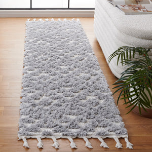 Safavieh Moroccan Tassel Shag Rug - Elegant Bohemian Design For Cozy Home Decor - Turkish Quality Craftsmanship Grey ,Ivory 65% Polypropylene,35% Jute + Poly,Cotton Mts688g-210