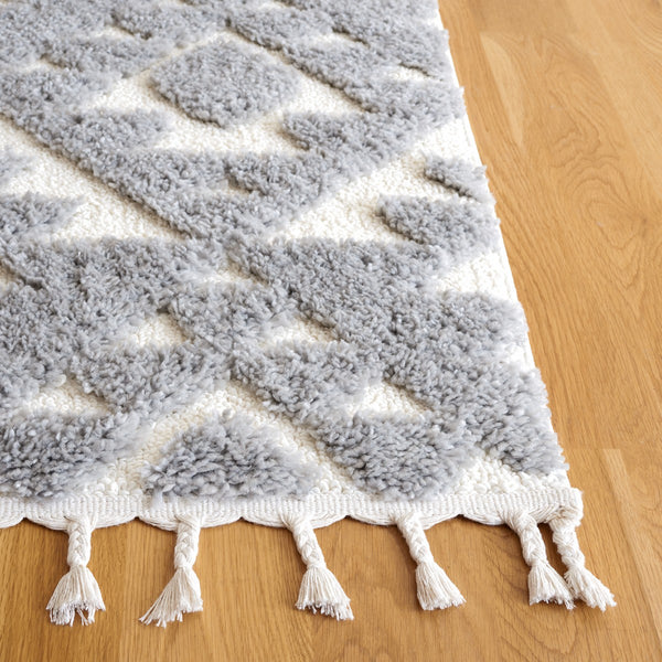 Safavieh Moroccan Tassel Shag 688 Power Loomed Shag & Flokati Rug Grey / Ivory 9' x 12'
