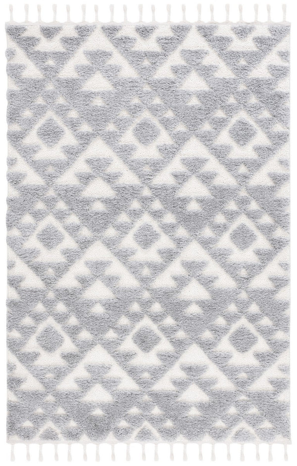 Safavieh Moroccan Tassel Shag 688 Power Loomed Polypropylene Pile Shag & Flokati Rug Grey / Ivory MTS688G-7SQ
