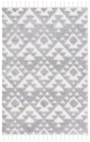Safavieh Moroccan Tassel Shag Rug - Elegant Bohemian Design For Cozy Home Decor - Turkish Quality Craftsmanship Grey ,Ivory 65% Polypropylene,35% Jute + Poly,Cotton Mts688g-210