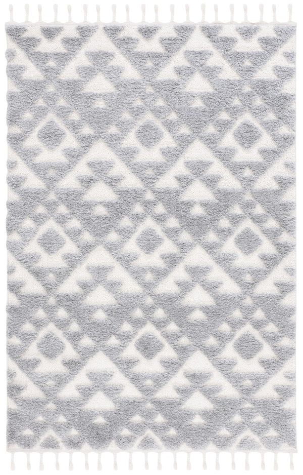 Safavieh Moroccan Tassel Shag Rug - Elegant Bohemian Design For Cozy Home Decor - Turkish Quality Craftsmanship Grey ,Ivory 65% Polypropylene,35% Jute + Poly,Cotton Mts688g-210