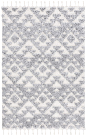 Safavieh Moroccan Tassel Shag 688 Power Loomed Shag & Flokati Rug Grey / Ivory 5'-3" x 7'-6"