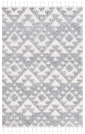 Safavieh Moroccan Tassel Shag 688 Power Loomed Shag & Flokati Rug Grey / Ivory 9' x 12'