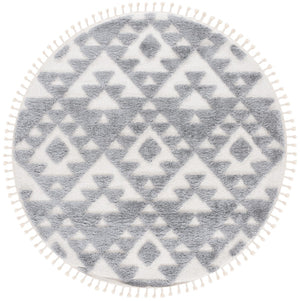 Safavieh Moroccan Tassel Shag Rug - Elegant Bohemian Design For Cozy Home Decor - Turkish Quality Craftsmanship Grey ,Ivory 65% Polypropylene,35% Jute + Poly,Cotton Mts688g-210
