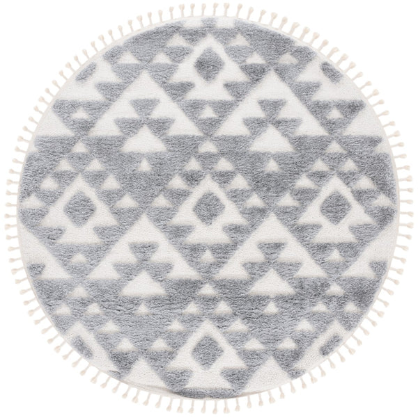 Safavieh Moroccan Tassel Shag Rug - Elegant Bohemian Design For Cozy Home Decor - Turkish Quality Craftsmanship Grey ,Ivory 65% Polypropylene,35% Jute + Poly,Cotton Mts688g-210