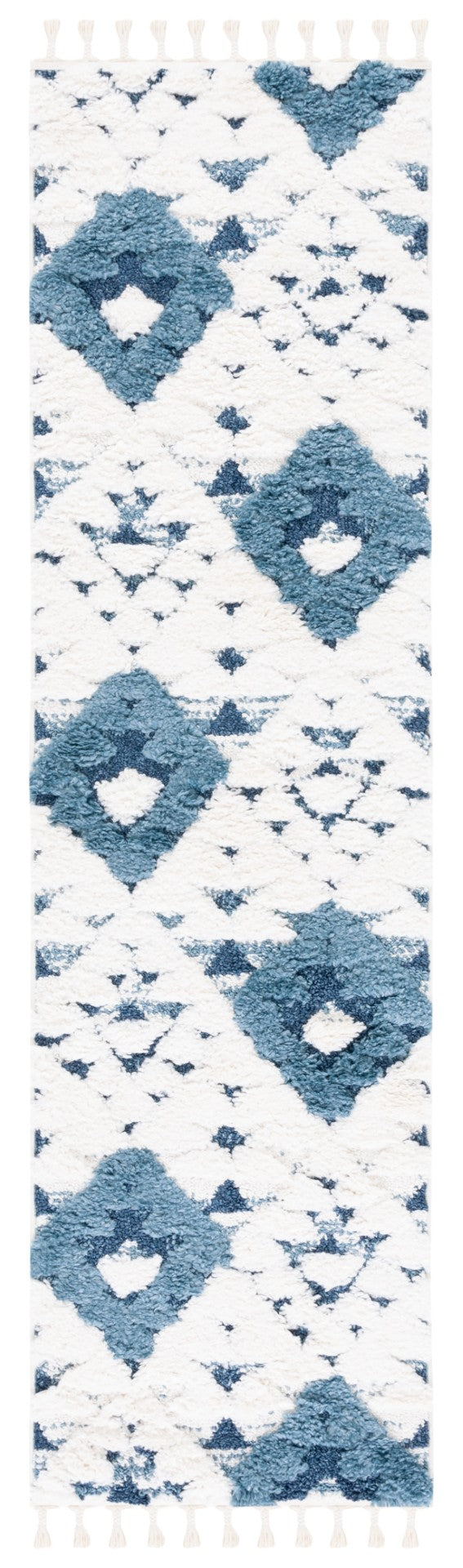 Safavieh Moroccan Tassel Shag Rug - Elegant Bohemian Design For Cozy Home Decor - Turkish Quality Craftsmanship Blue ,Ivory 65% Polypropylene,35% Jute + Poly,Cotton Mts688m-10r