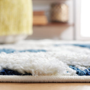Safavieh Moroccan Tassel Shag 688 Power Loomed Polypropylene Pile Shag & Flokati Rug Blue / Ivory MTS688M-8SQ