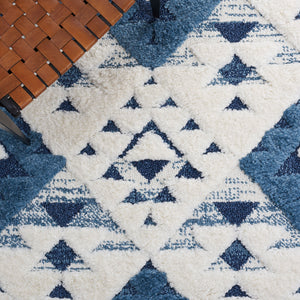 Safavieh Moroccan Area Rug - Luxurious Plush Shag Design With Geometric Pattern For Elegant Home Decor Blue ,Ivory 65% Polypropylene,35% Jute + Poly,Cotton Mts688m-4