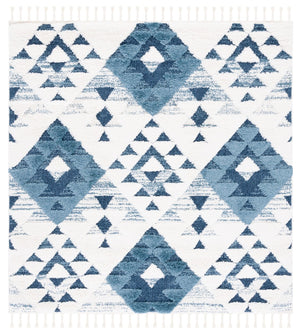 Safavieh Moroccan Tassel Shag Rug - Elegant Bohemian Design For Cozy Home Decor - Turkish Quality Craftsmanship Blue ,Ivory 65% Polypropylene,35% Jute + Poly,Cotton Mts688m-10r