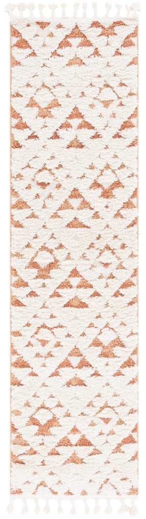 Safavieh Moroccan Tassel Shag Rug - Elegant Bohemian Design For Cozy Home Decor - Turkish Quality Craftsmanship Ivory ,Brick Rust 65% Polypropylene,35% Jute + Poly,Cotton Mts688p-3r