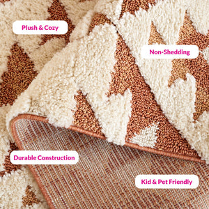 Safavieh Moroccan Tassel Shag Rug - Elegant Bohemian Design For Cozy Home Decor - Turkish Quality Craftsmanship Ivory ,Brick Rust 65% Polypropylene,35% Jute + Poly,Cotton Mts688p-3r