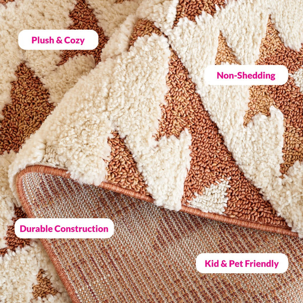 Safavieh Moroccan Tassel Shag Rug - Elegant Bohemian Design For Cozy Home Decor - Turkish Quality Craftsmanship Ivory ,Brick Rust 65% Polypropylene,35% Jute + Poly,Cotton Mts688p-3r