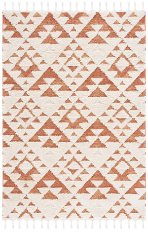 Safavieh Moroccan Tassel Shag 688 Power Loomed Shag & Flokati Rug Ivory / Brick Rust 5'-3" x 7'-6"