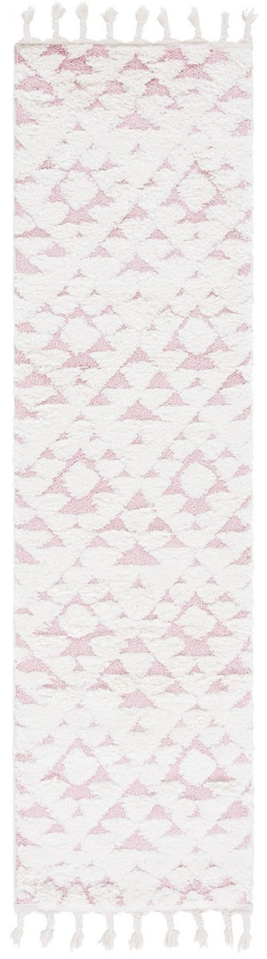 Safavieh Moroccan Tassel Shag 688 Power Loomed Polypropylene Pile Shag & Flokati Rug Ivory / Pink MTS688U-7SQ