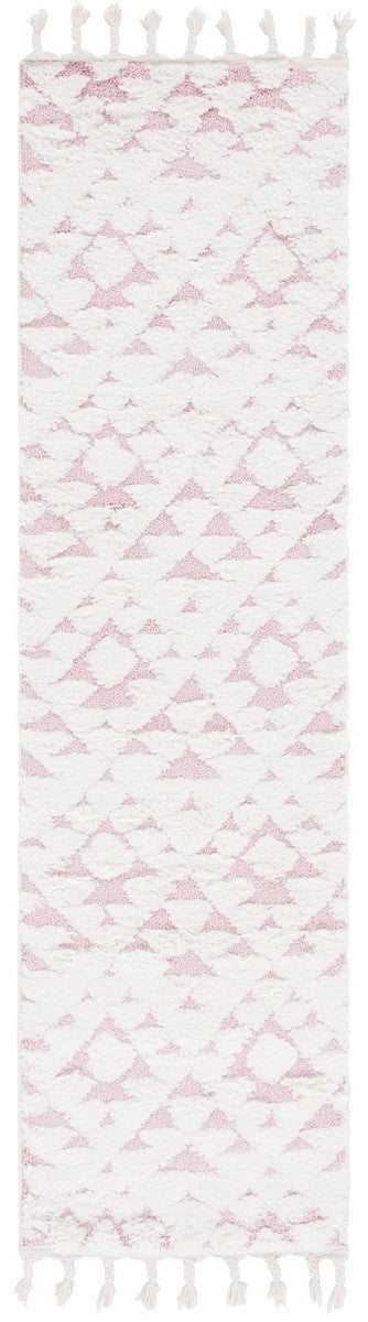 Safavieh Moroccan Tassel Shag 688 Power Loomed Polypropylene Pile Shag & Flokati Rug Ivory / Pink MTS688U-7SQ