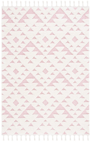 Safavieh Moroccan Tassel Shag 688 Power Loomed Polypropylene Pile Shag & Flokati Rug Ivory / Pink MTS688U-7SQ
