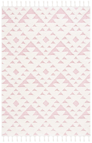 Safavieh Moroccan Tassel Shag 688 Power Loomed Shag & Flokati Rug Ivory / Pink 5'-3" x 7'-6"
