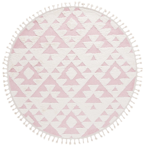 Safavieh Moroccan Tassel Shag Rug - Elegant Bohemian Design For Cozy Home Decor - Turkish Quality Craftsmanship Ivory ,Pink 65% Polypropylene,35% Jute + Poly,Cotton Mts688u-3r