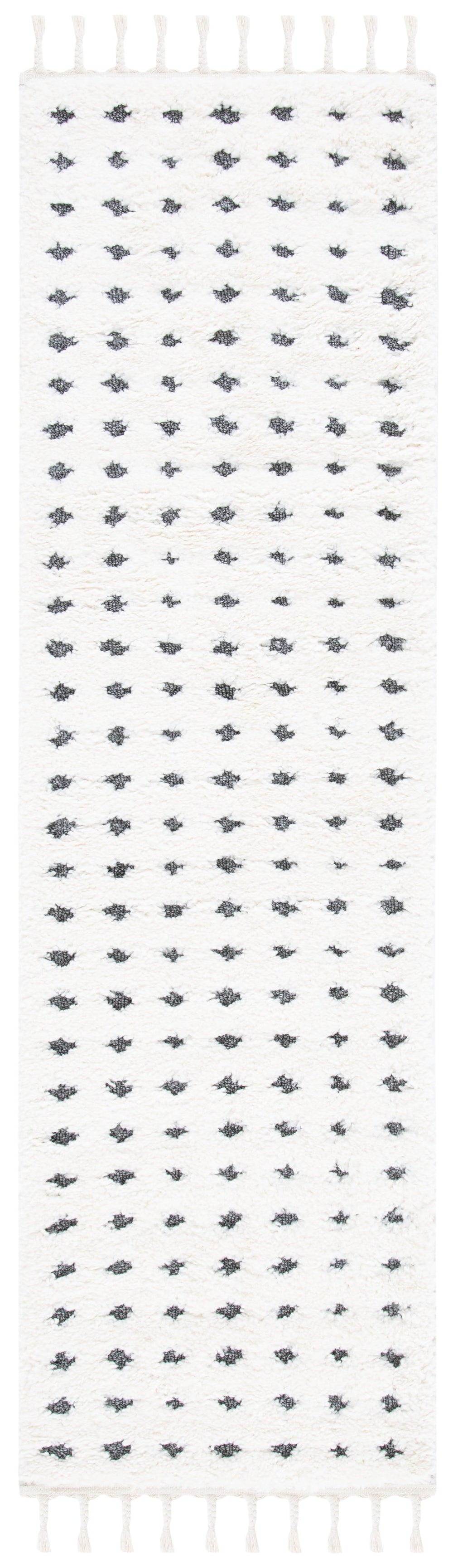 Safavieh Moroccan Tassel Shag Area Rug - Luxurious Plush Comfort With Elegant Floral Motifs & Eco-friendly Durability Ivory ,Grey Polypropylene Pile Mts690a-5