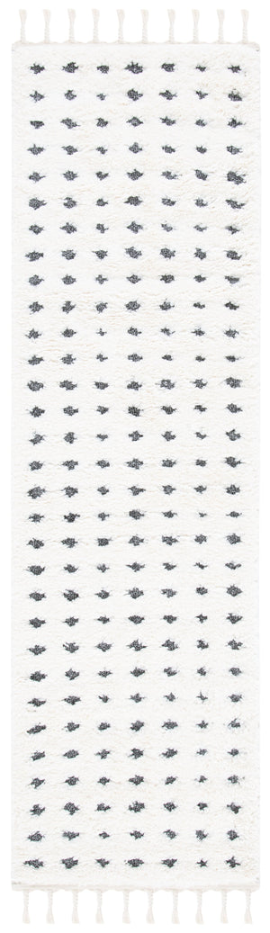 Safavieh Moroccan Tassel Shag Area Rug - Luxurious Plush Comfort With Elegant Floral Motifs & Eco-friendly Durability Ivory ,Grey Polypropylene Pile Mts690a-5