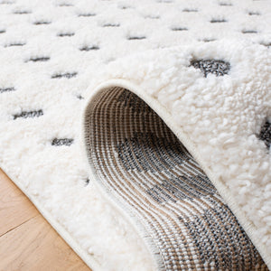 Safavieh Moroccan Tassel Shag Area Rug - Luxurious Plush Comfort With Elegant Floral Motifs & Eco-friendly Durability Ivory ,Grey Polypropylene Pile Mts690a-5