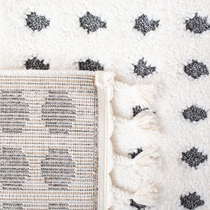 Safavieh Moroccan Tassel Shag Area Rug - Luxurious Plush Comfort With Elegant Floral Motifs & Eco-friendly Durability Ivory ,Grey Polypropylene Pile Mts690a-5