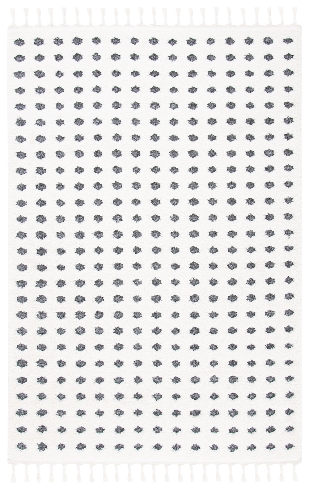 Safavieh Moroccan Tassel Shag Area Rug - Luxurious Plush Comfort With Elegant Floral Motifs & Eco-friendly Durability Ivory ,Grey Polypropylene Pile Mts690a-5