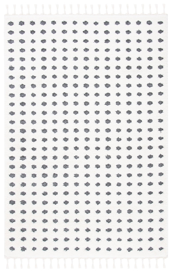 Safavieh Moroccan Tassel Shag Area Rug - Luxurious Plush Comfort With Elegant Floral Motifs & Eco-friendly Durability Ivory ,Grey Polypropylene Pile Mts690a-5