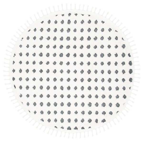 Safavieh Moroccan Tassel Shag Area Rug - Luxurious Plush Comfort With Elegant Floral Motifs & Eco-friendly Durability Ivory ,Grey Polypropylene Pile Mts690a-5