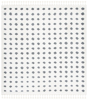 Safavieh Moroccan Tassel Shag Area Rug - Luxurious Plush Comfort With Elegant Floral Motifs & Eco-friendly Durability Ivory ,Grey Polypropylene Pile Mts690a-5