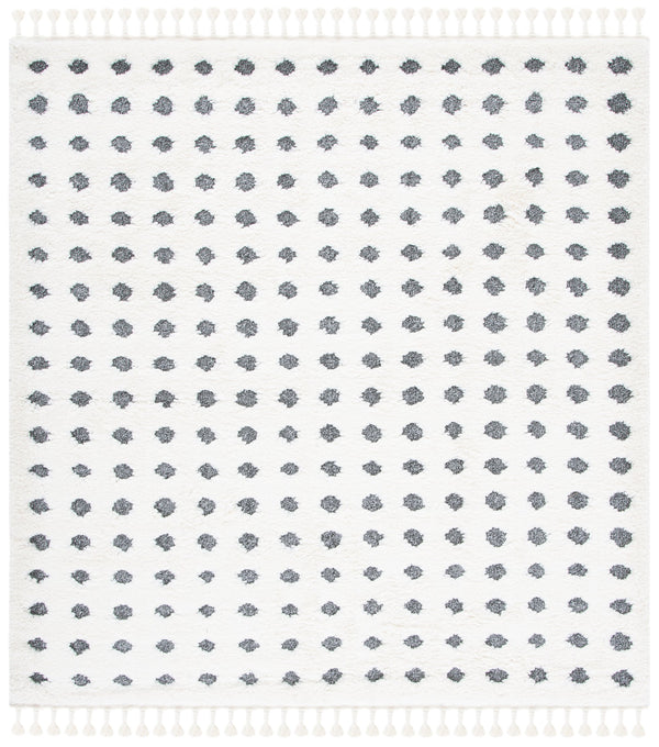 Safavieh Moroccan Tassel Shag Area Rug - Luxurious Plush Comfort With Elegant Floral Motifs & Eco-friendly Durability Ivory ,Grey Polypropylene Pile Mts690a-5