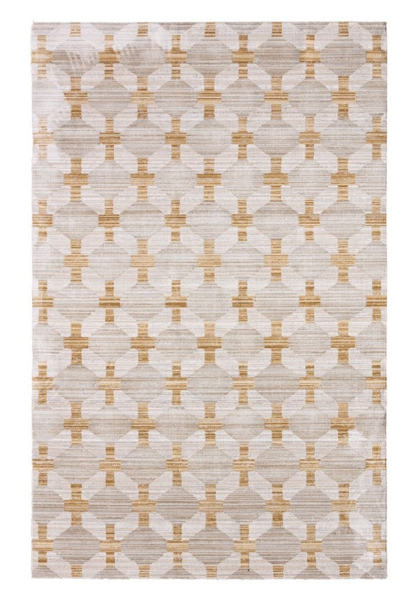 Jaipur Living Jaipur Muted Mosaic Taylen Runner - Power-Loomed Modern Gray & Gold Geometric Low-Pile Durable Rug 3'X10' RNR RUG166395