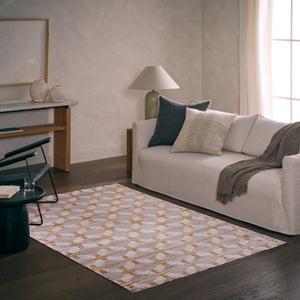 Jaipur Living Jaipur Muted Mosaic Taylen Runner - Power-Loomed Modern Gray & Gold Geometric Low-Pile Durable Rug 3'X10' RNR RUG166395