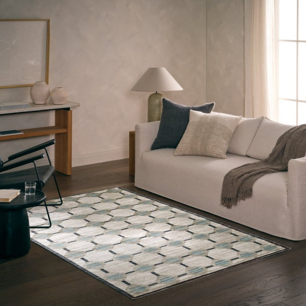 Jaipur Living Jaipur Modern Alaric Power-Loomed Blue And Gray Mosaic Area Rug — Low Pile, Durable Synthetic Finish 7'6"X9'7" RUG166355